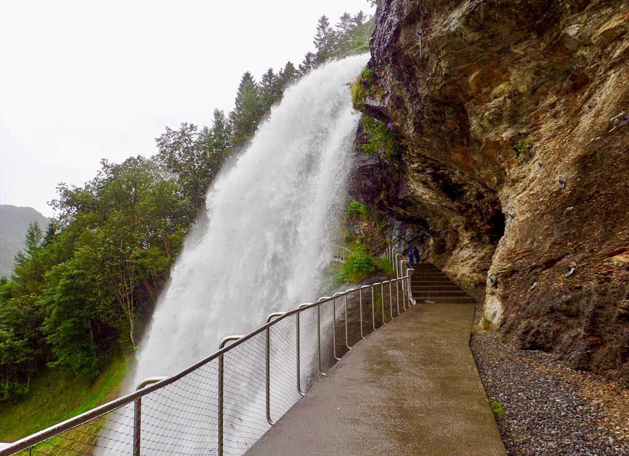 Road trip Norway Steindalsfossen waterfall walkway