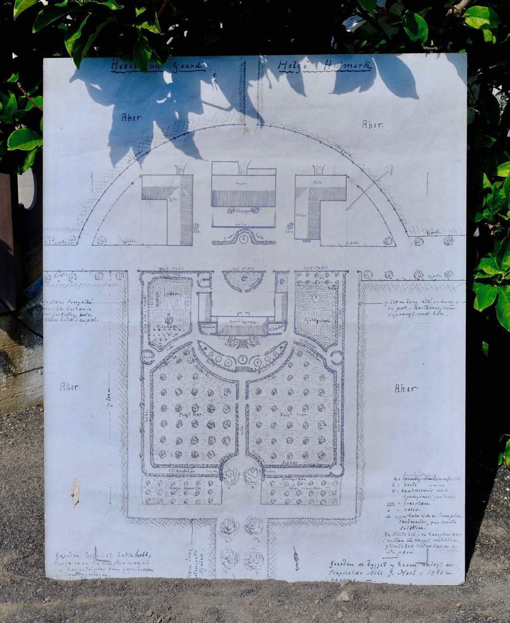 Helgøya Hovelsrud farm historic garden map review