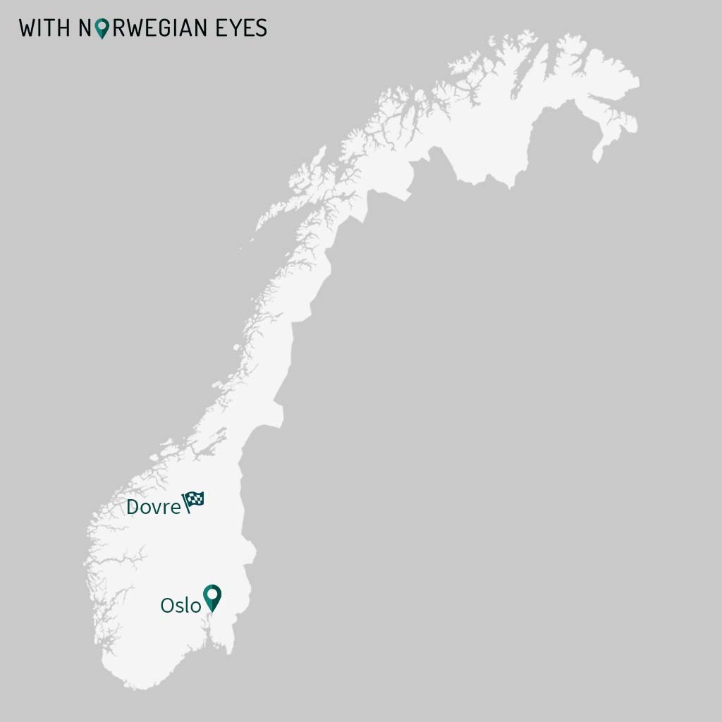 Dovre and Oslo map. Elk safari on ebikes in Dovre