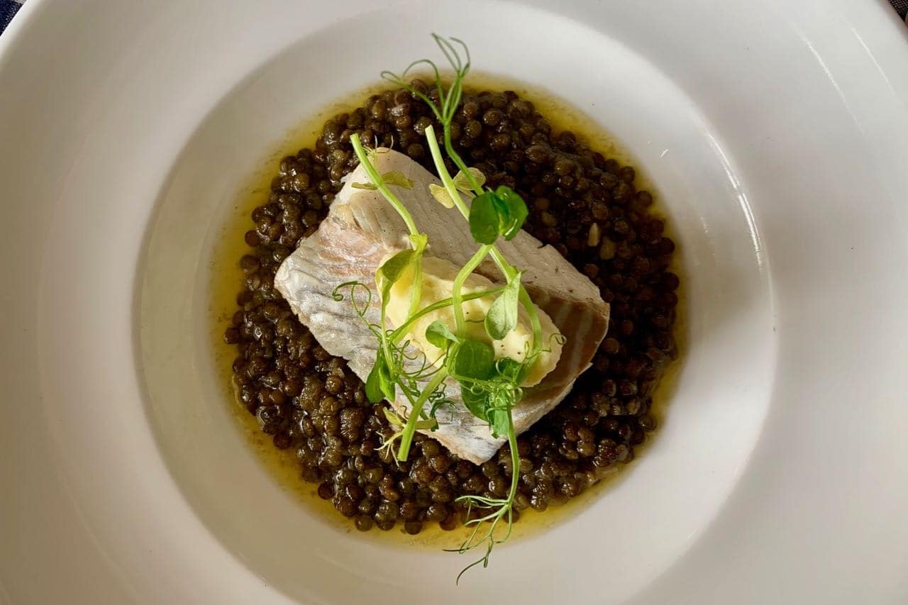 Vega Havhotell dinner pollock with herbal butter and lentils