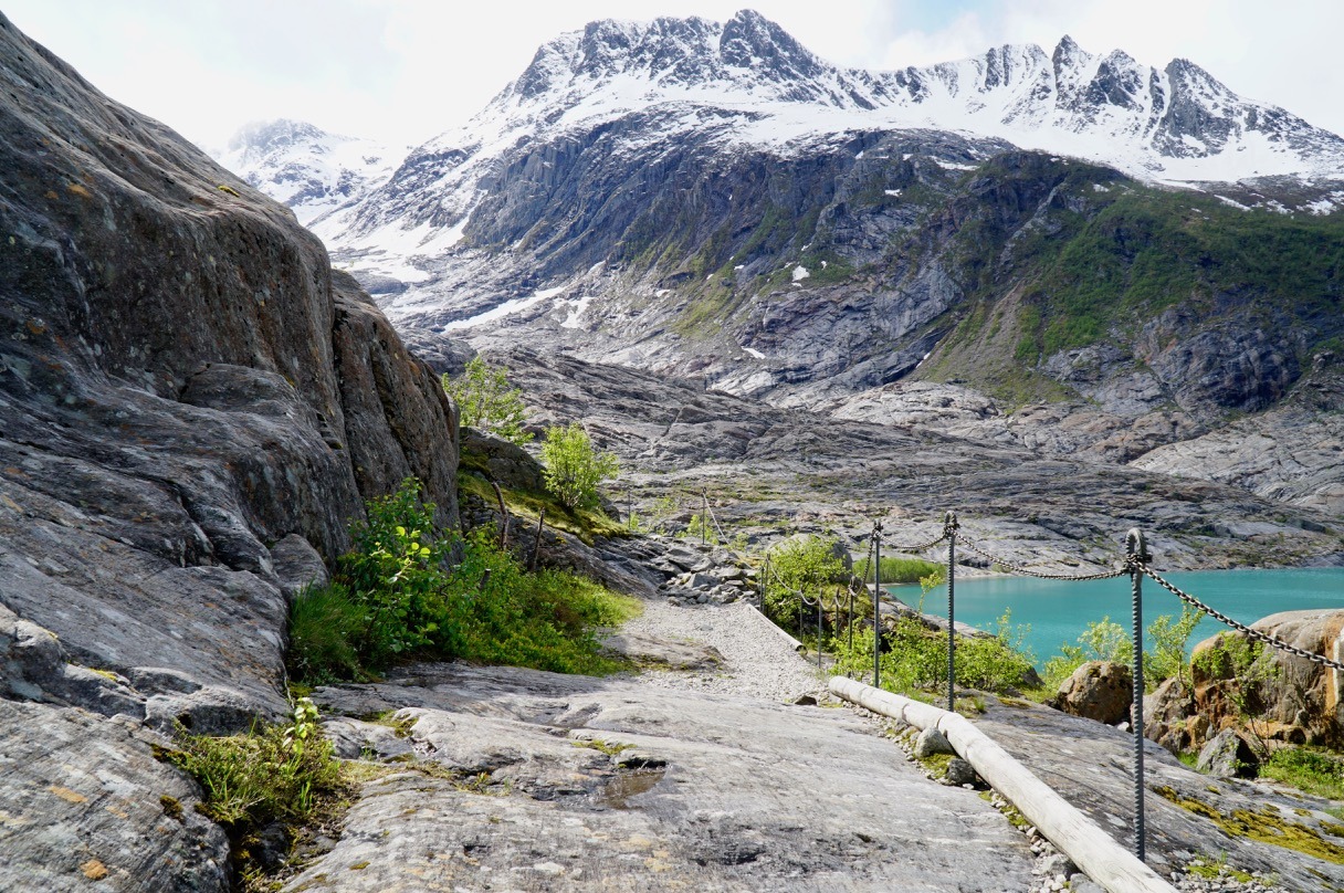 Path up to main viewpoint Svartisen Engabreen glacier