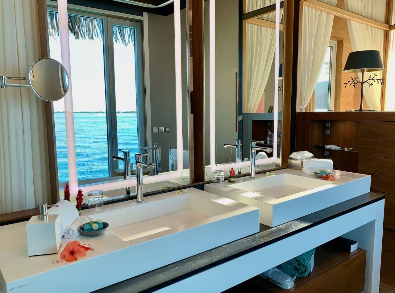 Bathroom double washbasins The Brando Suite at the InterContinental Bora Bora & Thalasso Spa Review
