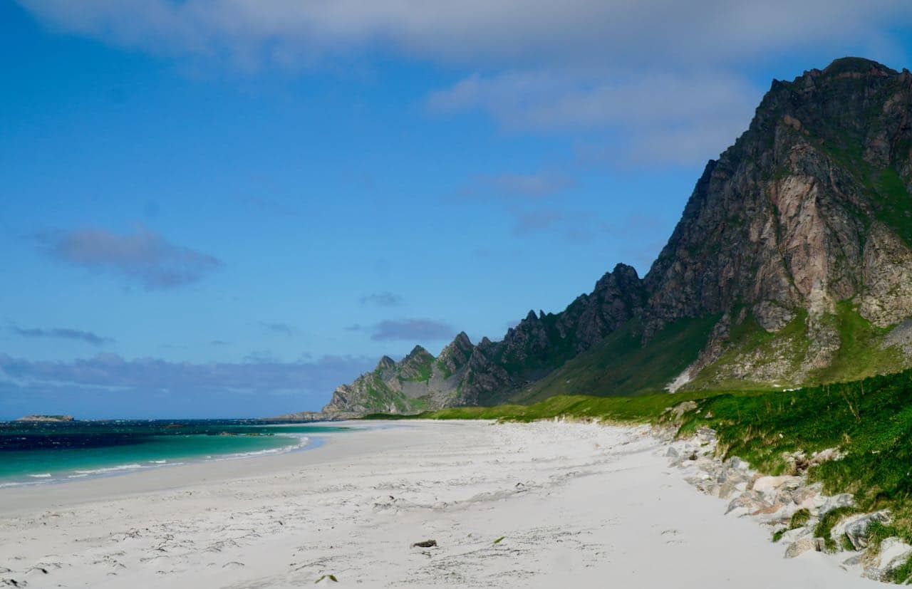 norwegian scenic route andøya view of beach and mountain