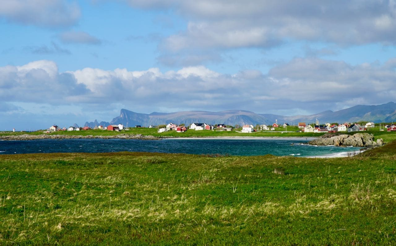 norwegian scenic route andøya view of village and ocean