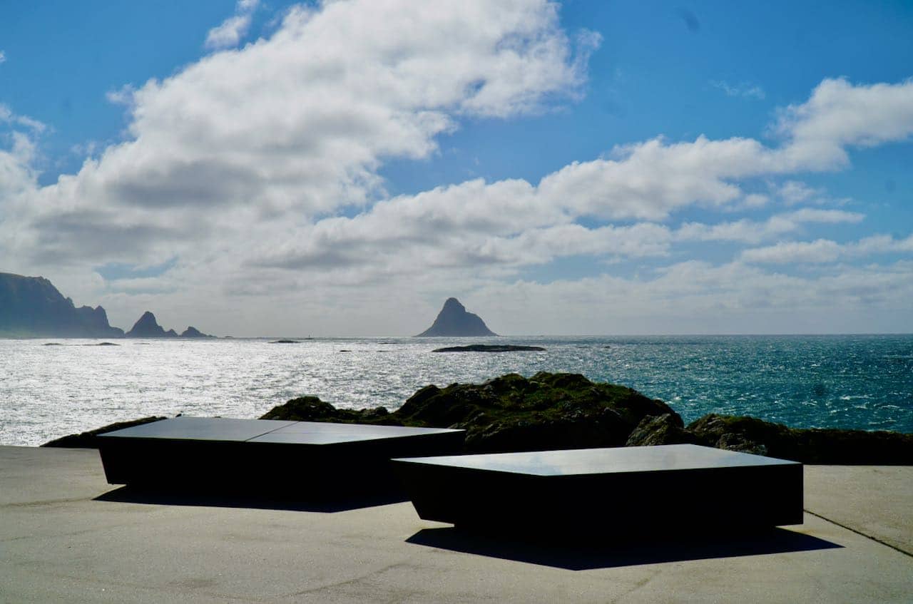 norwegian scenic route andøya view of ocean and rest area