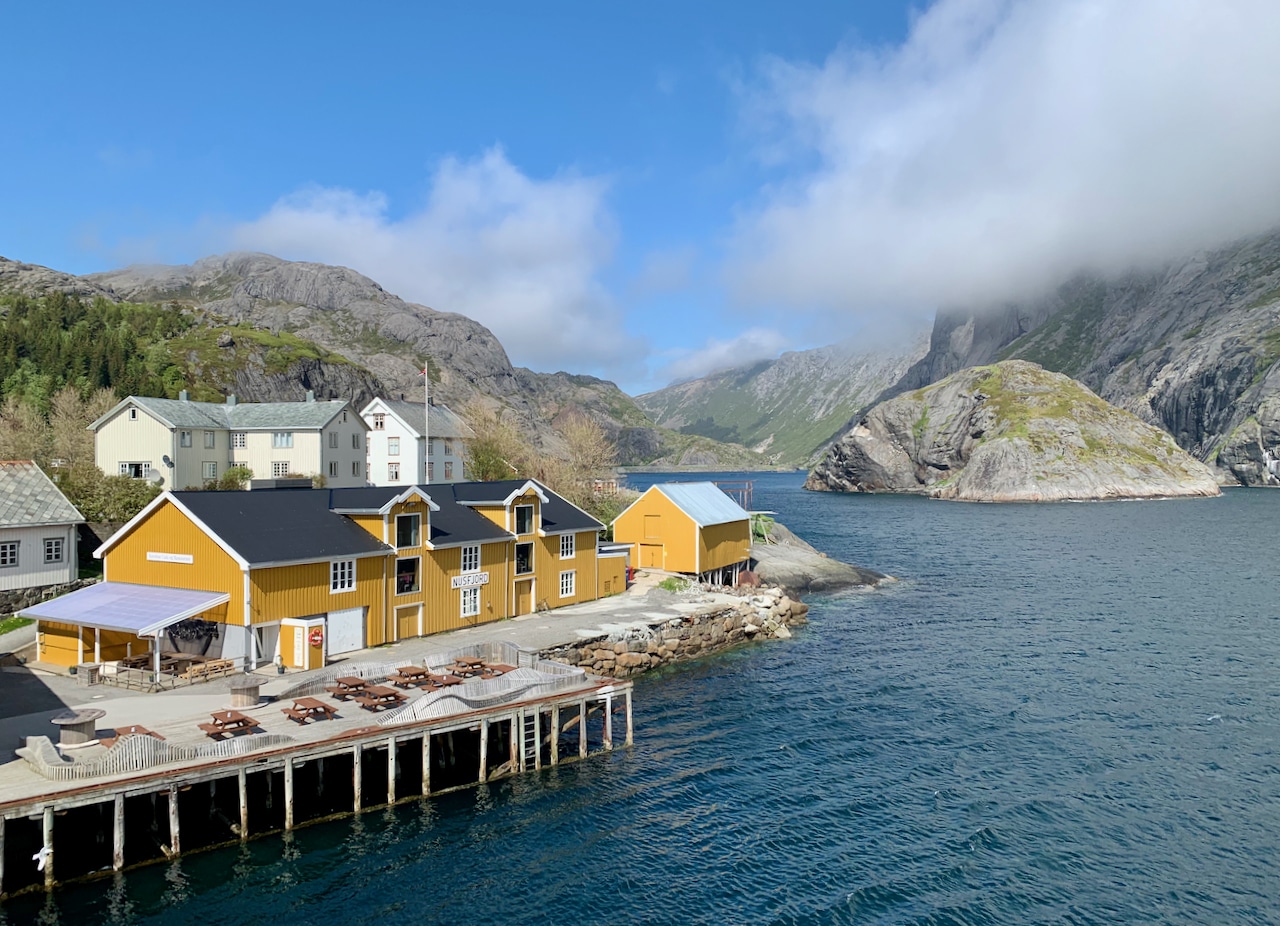 NUSFJORD (Norwegian Scenic Route Lofoten): The idyllic village of Nusfjord has accommodation, a restaurant, a café, and a spa.